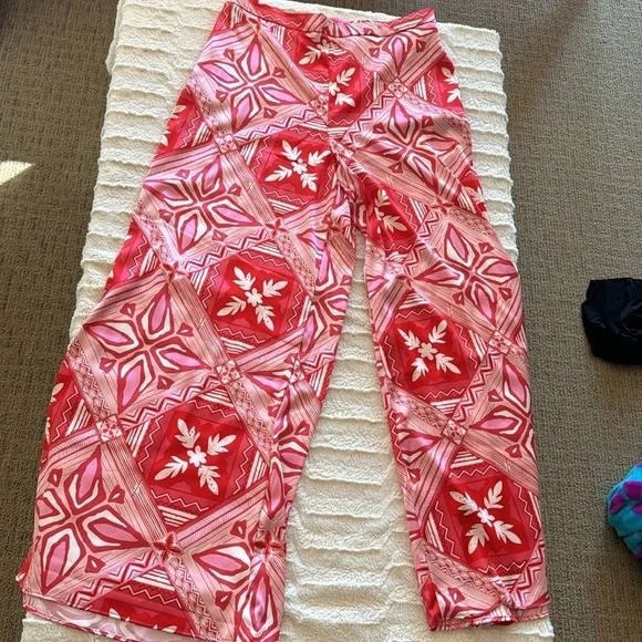 Caroline Constas two-piece set printed long sleeve cropped top & wide leg pants